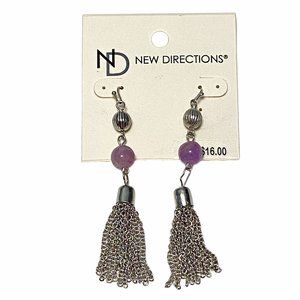 New Directions Tassel Drop Purple Earrings - NWT